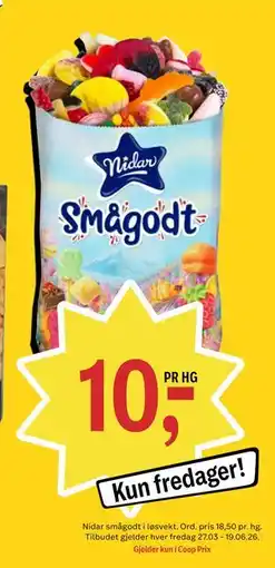 Coop Prix Nidar smågodt i løsvekt tilbud