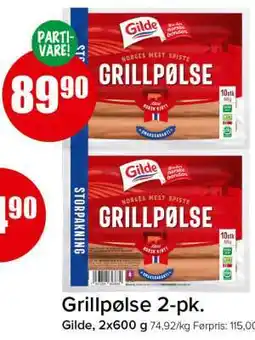 Spar Grillpølse 2-pk tilbud