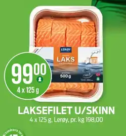 Kiwi LERØY Laksefilet u/skinn tilbud