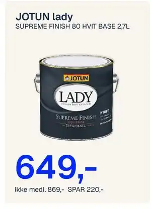 JOTUN lady SUPREME FINISH 80 HVIT BASE