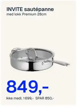 Jernia INVITE sautépanne med lokk Premium 28cm tilbud