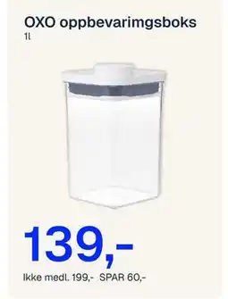 Jernia OXO oppbevarimgsboks tilbud