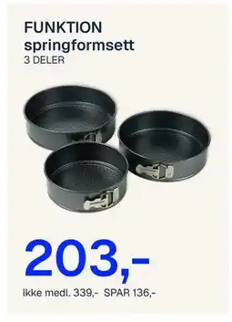 Jernia FUNKTION springformsett tilbud