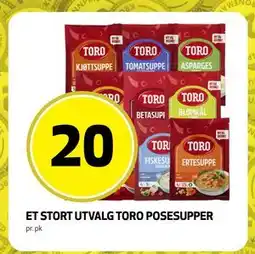 Bunnpris ET STORT UTVALG TORO POSESUPPER tilbud
