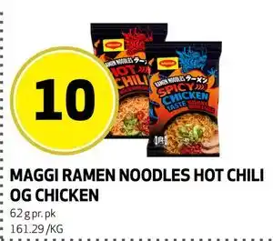 Bunnpris MAGGI RAMEN NOODLES HOT CHILI OG CHICKEN tilbud