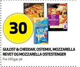 Bunnpris GULOST & CHEDDAR, OSTEMIX, MOZZARELLA REVET OG MOZZARELLA OSTESTENGER tilbud