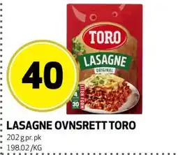 Bunnpris LASAGNE OVNSRETT TORO tilbud