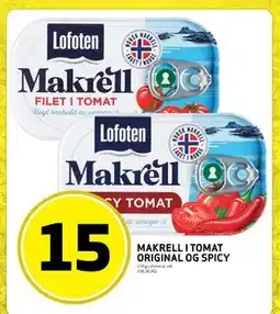 Bunnpris MAKRELL I TOMAT ORIGINAL OG SPICY tilbud