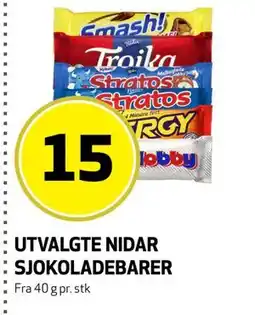Bunnpris UTVALGTE NIDAR SJOKOLADEBARER tilbud