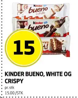 Bunnpris KINDER BUENO, WHITE OG CRISPY tilbud