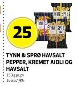 Bunnpris TYNN & SPRØ HAVSALT PEPPER, KREMET AIOLI OG HAVSALT tilbud