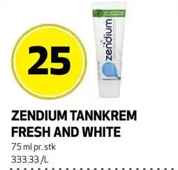 Bunnpris ZENDIUM TANNKREM FRESH AND WHITE tilbud