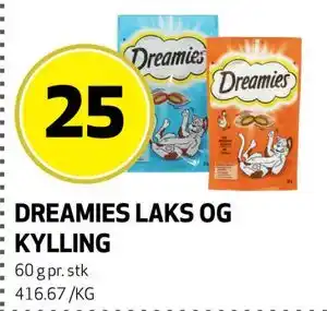 Bunnpris DREAMIES LAKS OG KYLLING tilbud