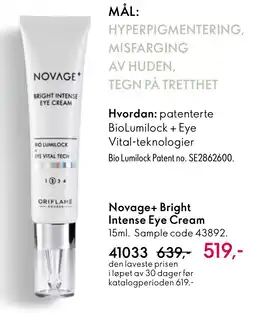 Oriflame Novage+ Bright Intense Eye Cream tilbud