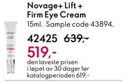 Oriflame Novage+ Lift + Firm Eye Cream tilbud