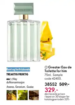 Oriflame Greater Eau de Toilette for him tilbud
