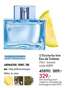 Oriflame Excite for him Eau de Toilette tilbud