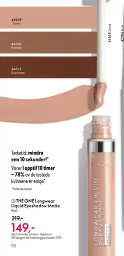 Oriflame THE ONE Longwear Liquid Eyeshadow Matte tilbud