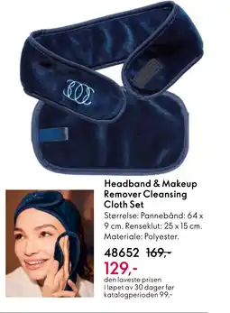 Oriflame Headband & Makeup Remover Cleansing Cloth Set tilbud