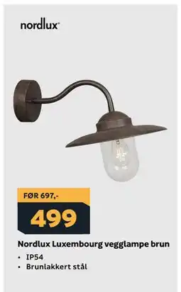 Megaflis Nordlux Luxembourg vegglampe brun tilbud