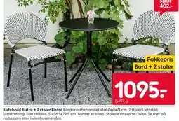 Rusta Kafébord Bistro + 2 stoler Bistro tilbud