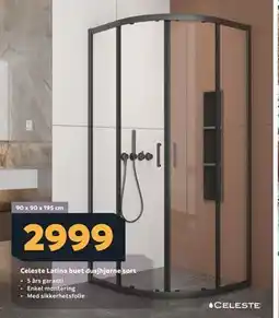 Megaflis Celeste Latina buet dusjhjørne sort tilbud