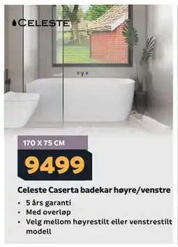 Megaflis Celeste Caserta badekar høyre/venstre tilbud