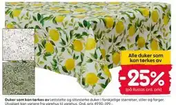 Rusta Alle duker som kan tørkes av tilbud