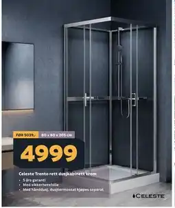 Megaflis Celeste Trento rett dusjkabinett krom tilbud
