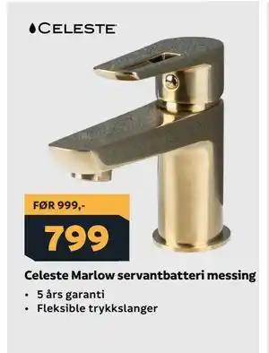 Megaflis Celeste Marlow servantbatteri messing tilbud