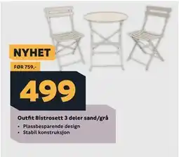 Megaflis Outfit Bistrosett 3 deler sand/grå tilbud