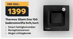 Megaflis Thermex Silent One 100 baderomsvifte hvit/sort tilbud