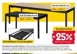 Rusta Uttrekkbart bord Barcelona tilbud