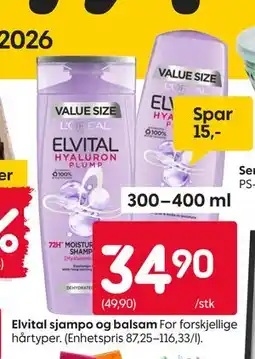 Rusta Elvital sjampo og balsam tilbud