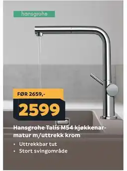 Megaflis Hansgrohe Talis M54 kjøkkenarmatur m/uttrekk krom tilbud