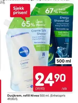 Rusta Dusjkrem, refill Nivea tilbud