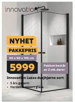 Megaflis Innovation Lusso dusjhjørne sort tilbud