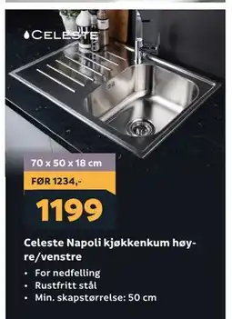 Megaflis Celeste Napoli kjøkkenkum høyre/venstre tilbud