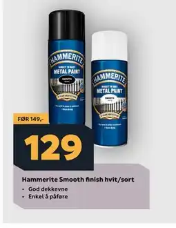 Megaflis Hammerite Smooth finish hvit/sort tilbud