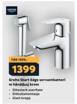 Megaflis Grohe Start Edge servantbatteri m hånddusj krom tilbud