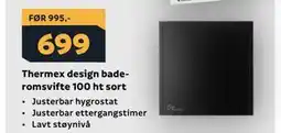 Megaflis Thermex design baderomsvifte 100 ht sort tilbud