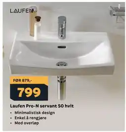 Megaflis Laufen Pro-N servant 50 hvit tilbud
