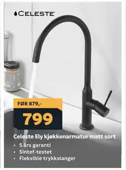 Megaflis Celeste Ely kjøkkenarmatur matt sort tilbud