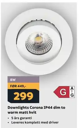 Megaflis Downlights Corona IP44 dim to warm matt hvit tilbud