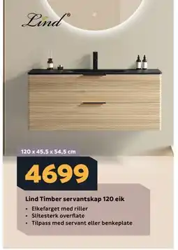Megaflis Lind Timber servantskap 120 eik tilbud