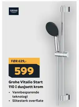 Megaflis Grohe Vitalio Start 110 I dusjsett krom tilbud