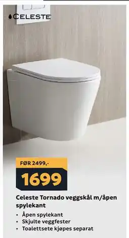 Megaflis Celeste Tornado veggskål m/åpen spylekant tilbud