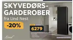 Megaflis Lind Nest skyvedørsgarderobe 150x220x67 cm tilbud