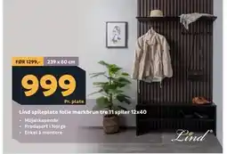 Megaflis Lind spileplate folie mørkbrun tre 11 spiler 12x40 tilbud