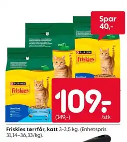 Rusta Friskies tørrfôr, katt tilbud